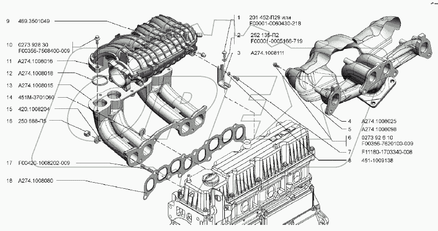  Газопроводы впускной и выпускной