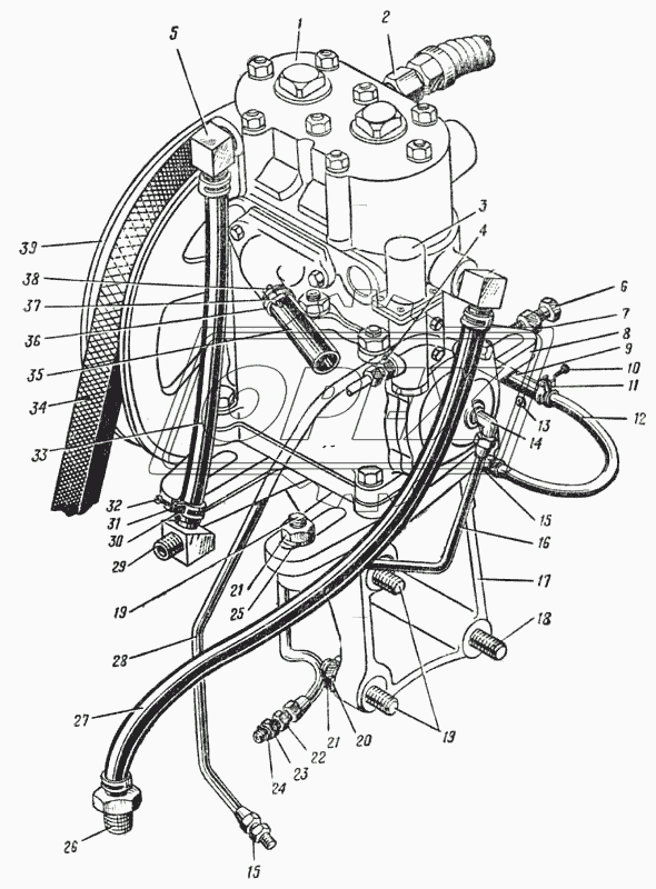 Установка компрессора с регулировкой натяжения ремня перемещением компрессора (Рис. 100)
