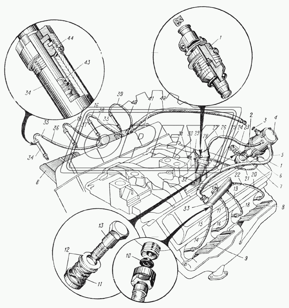 Схема зажигания автомобиля Урал-375Д (Рис. 113)