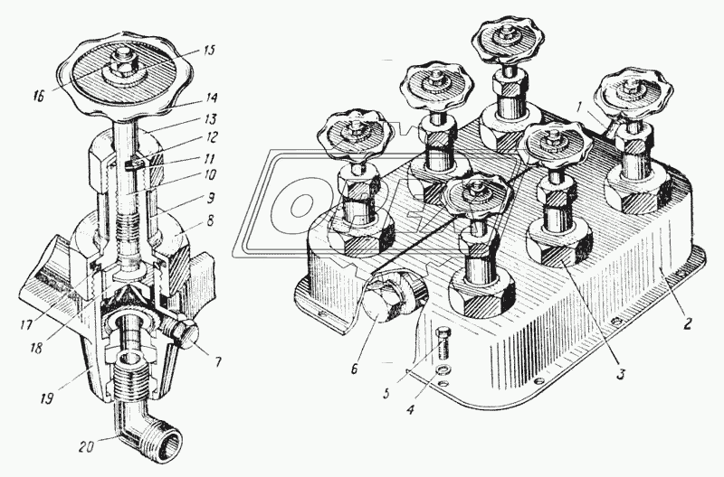 Блок шинных кранов (Рис. 128)