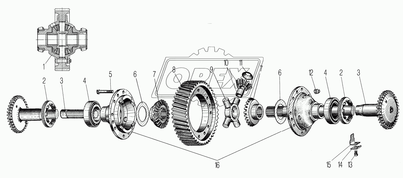 Дифференциал и полуоси среднего и заднего моста