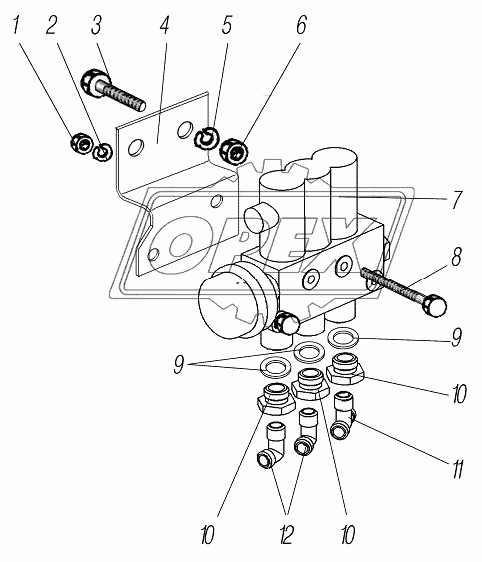 Установка электромагнитного клапана системы накачки шин