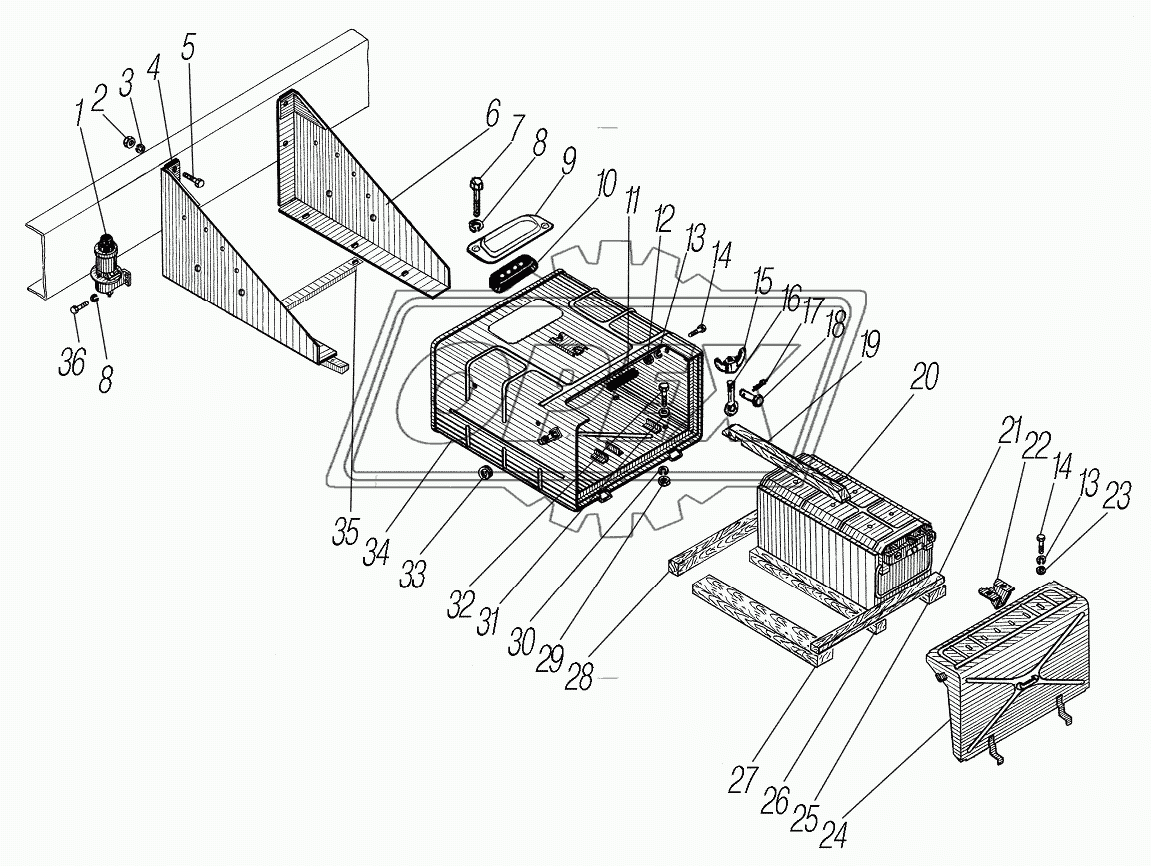 Установка контейнера аккумуляторных батарей