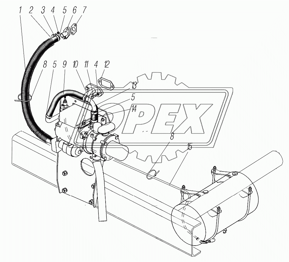 Трубопроводы и шланги системы предпускового подогрева двигателя Вариант 1