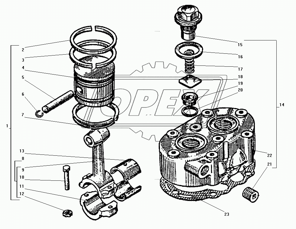 Головка и поршень компрессора