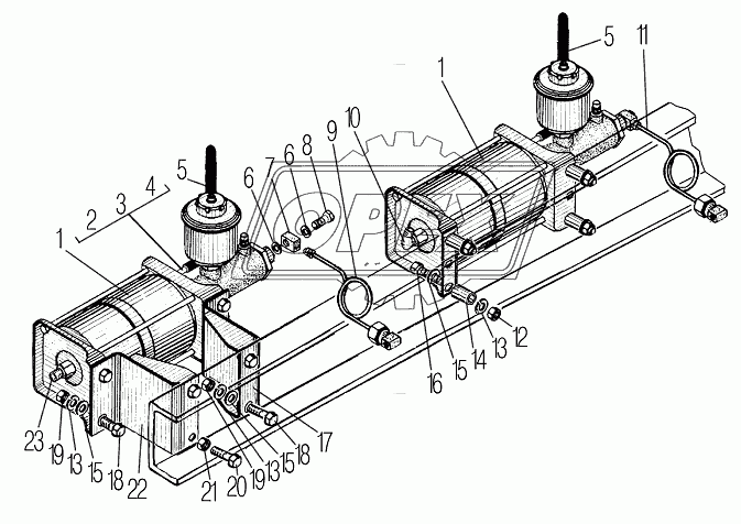 Установка пневматических усилителей с главными тормозными цилиндрами