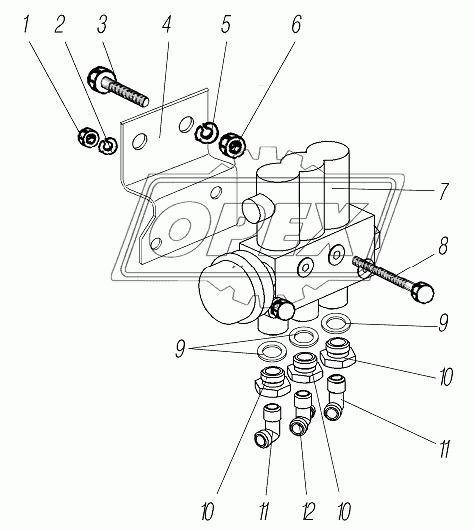 Установка электромагнитного клапана системы накачки шин (за исключением автомобилей Урал 542301-0000117-10)