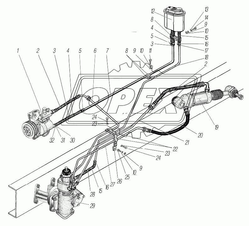 Гидравлическая система рулевого управления для автомобилей с двигателем ЯМЗ-238Б