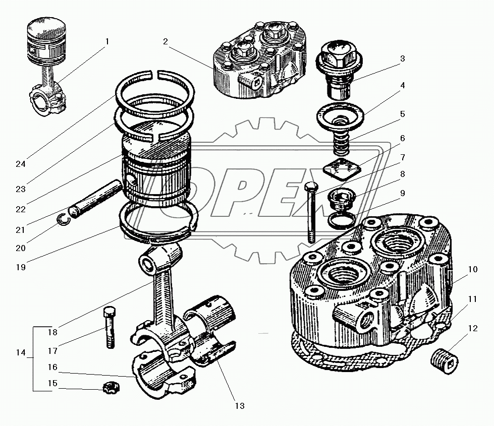 Головка и поршень компрессора