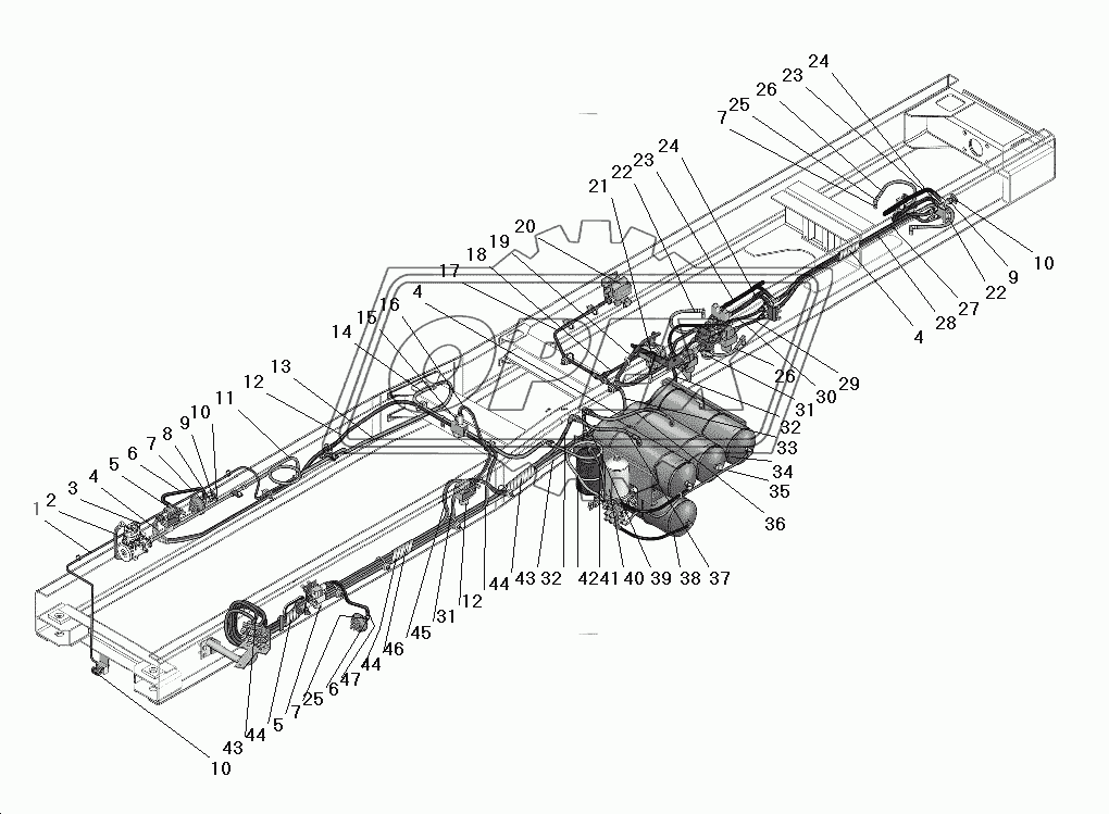 Трубопроводы и шланги привода рабочих тормозов