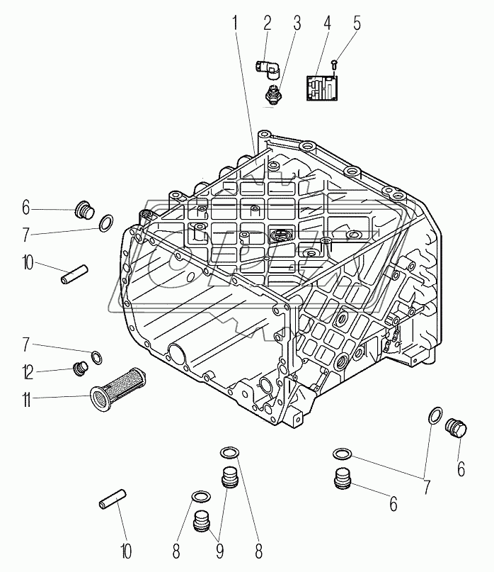 Картер коробки передач с пробками