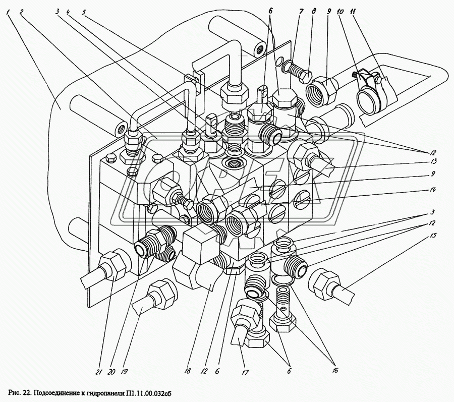 Подсоединение к гидропанели П1.11.00.032сб