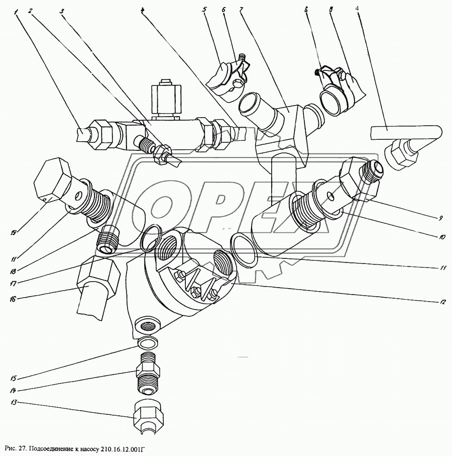 Подсоединение к насосу 210.16.12.001Г