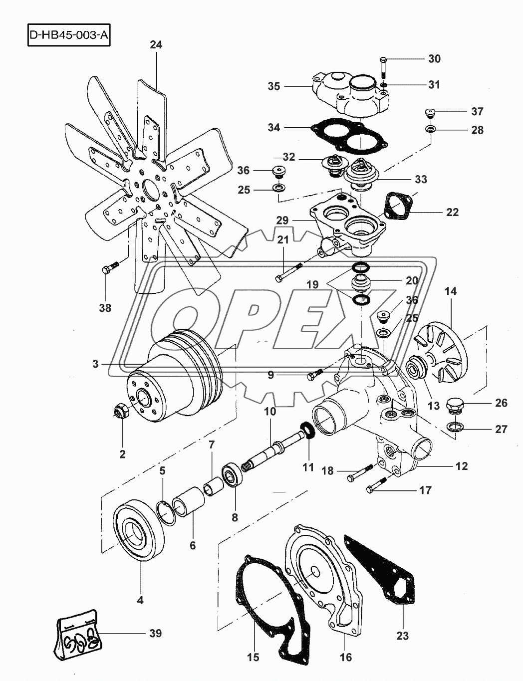 WATER PUMP, THERMOSTAT AND HEAT EXCHANGER