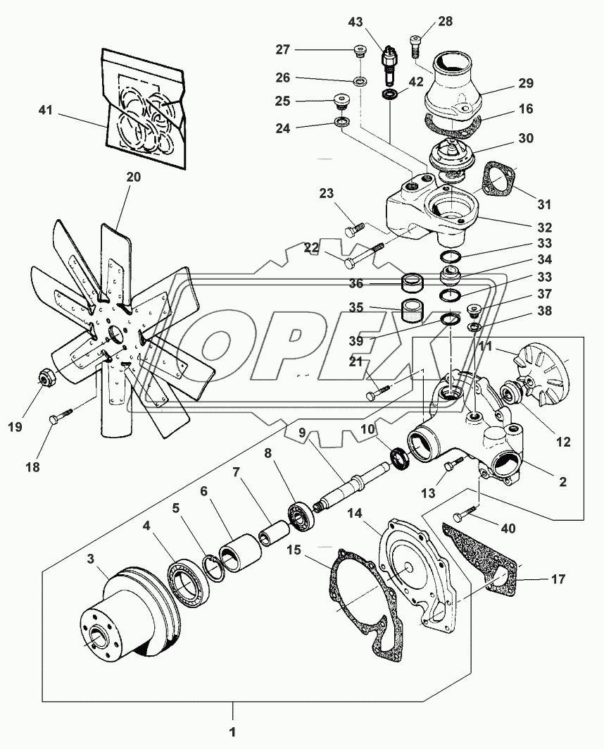 WATER PUMP - FROM NO B 4805 - MF 32 ONLY