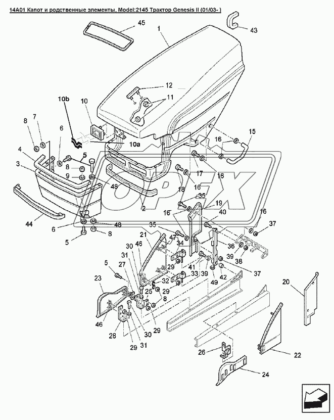 14A01 Капот и родственные элементы
