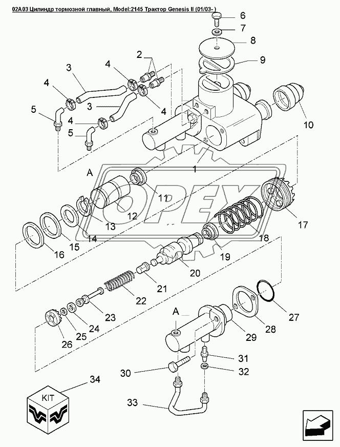 02A03 Цилиндр тормозной главный