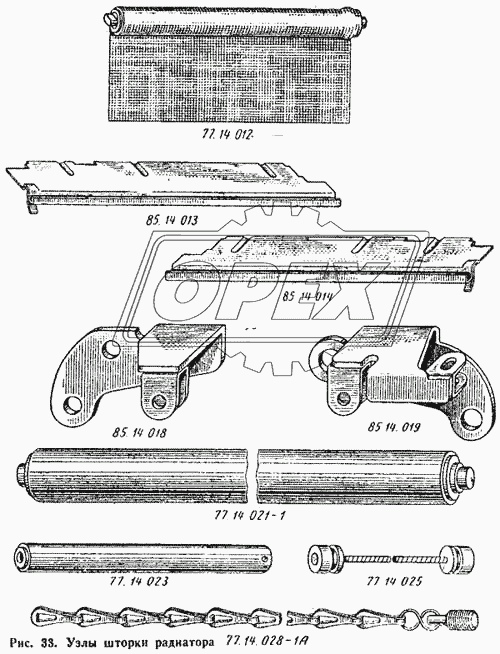 Узлы шторки радиатора