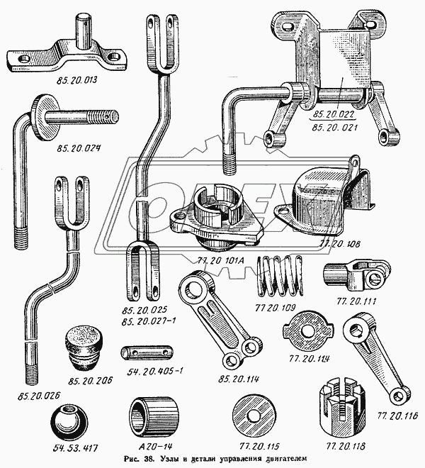Узлы и детали управления двигателем