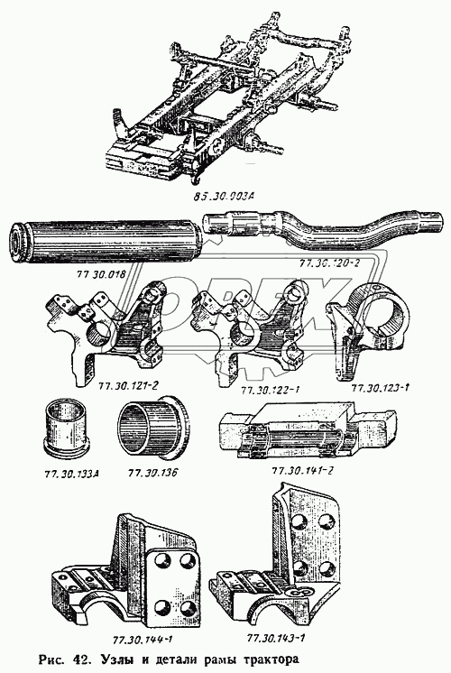 Узлы и детали рамы трактора