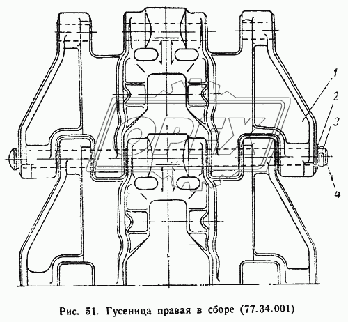 Гусеница правая в сборе (77.34.001)