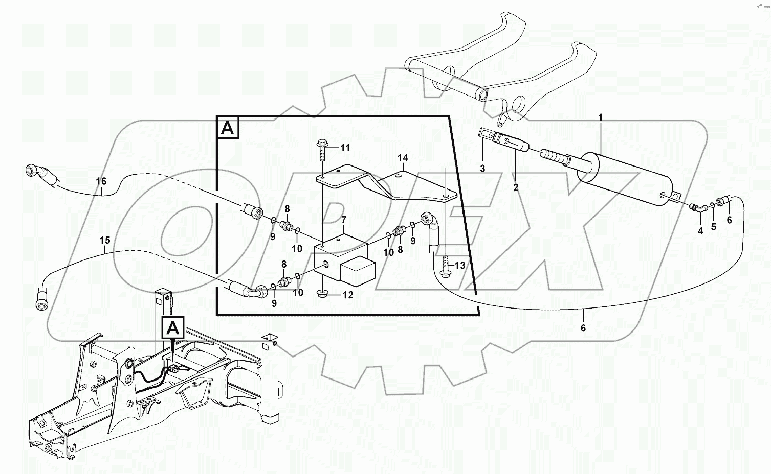  Hydraulic system, lock cylinder S/N - 10626