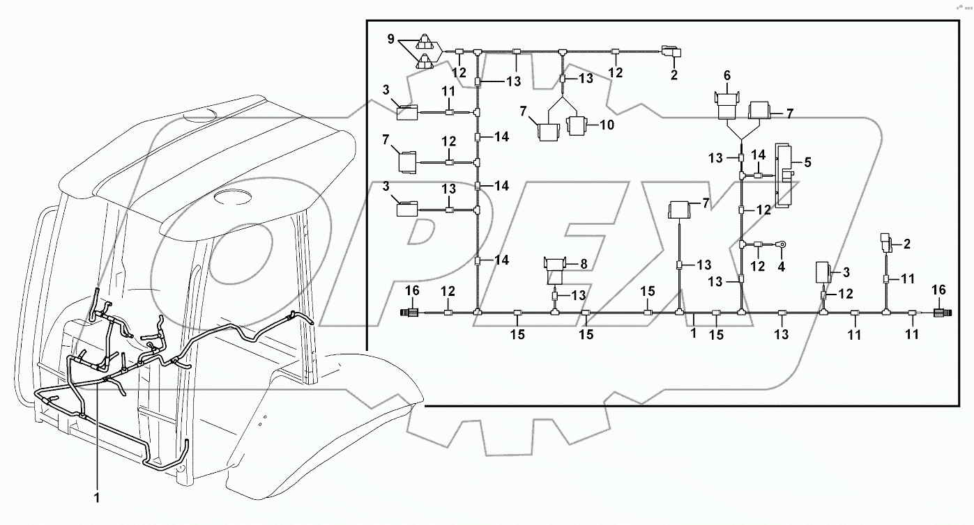  Cable harness, panel SER NO -10020