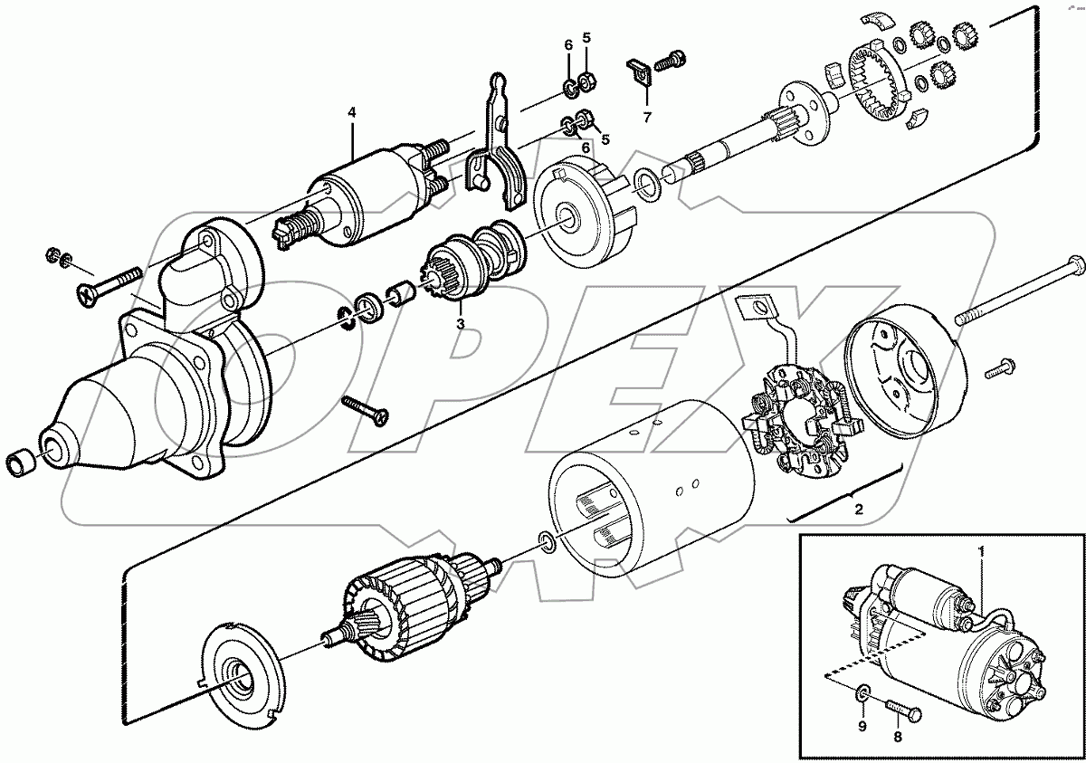  Starter motor with assembling details