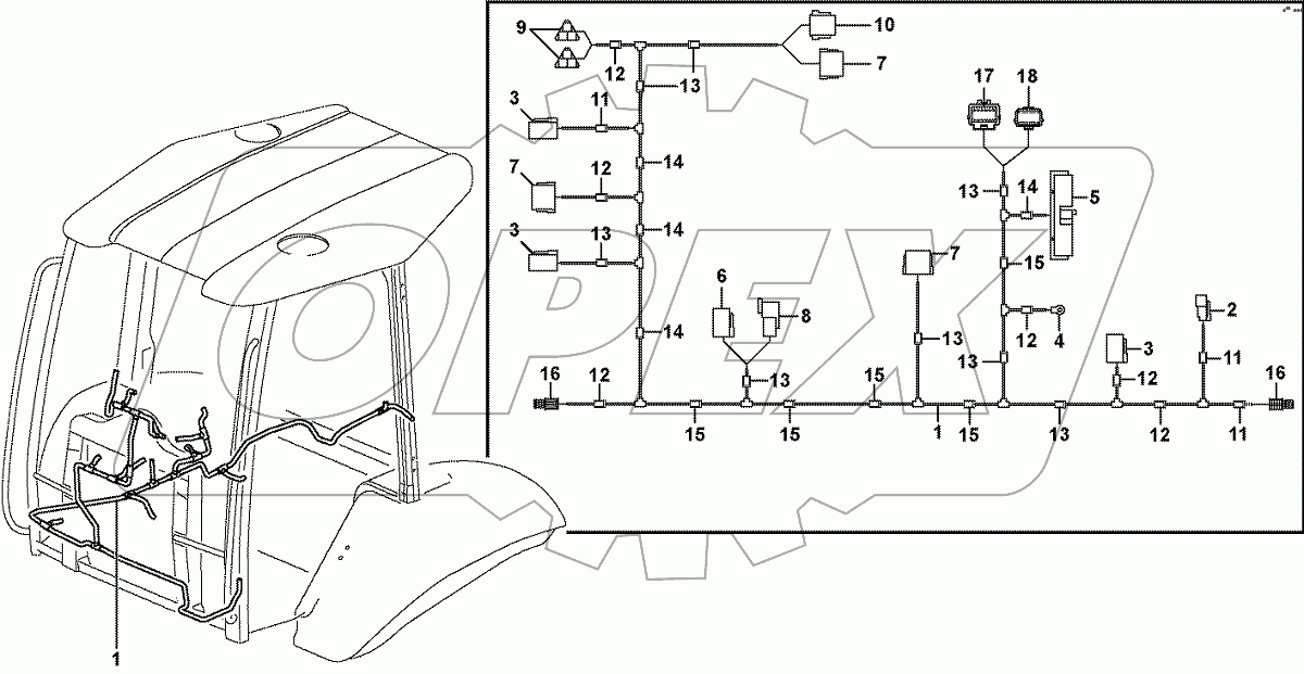  11891209, 11891224, SER NO 10705- Cable harness, panel