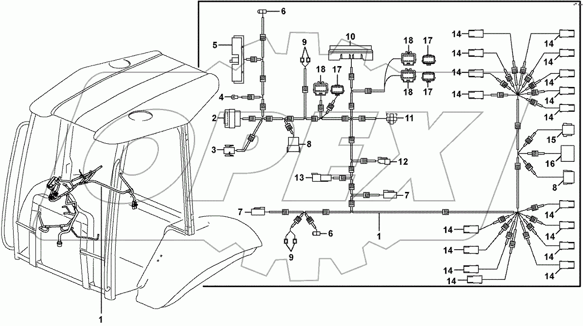  11891209 Cable harness, control panel right