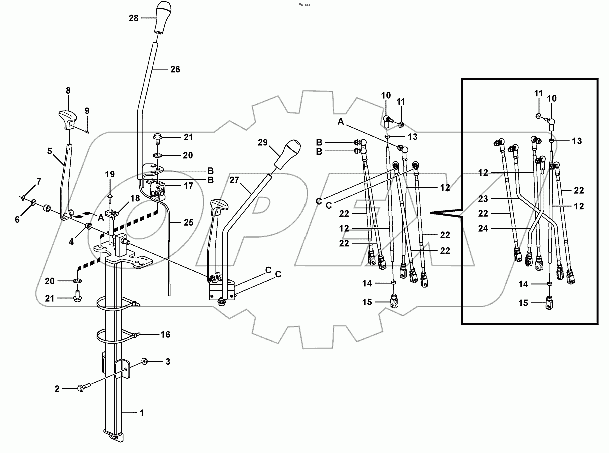  11895331, 11895334, 11895335, 11895416, 11895426 Excavator controls