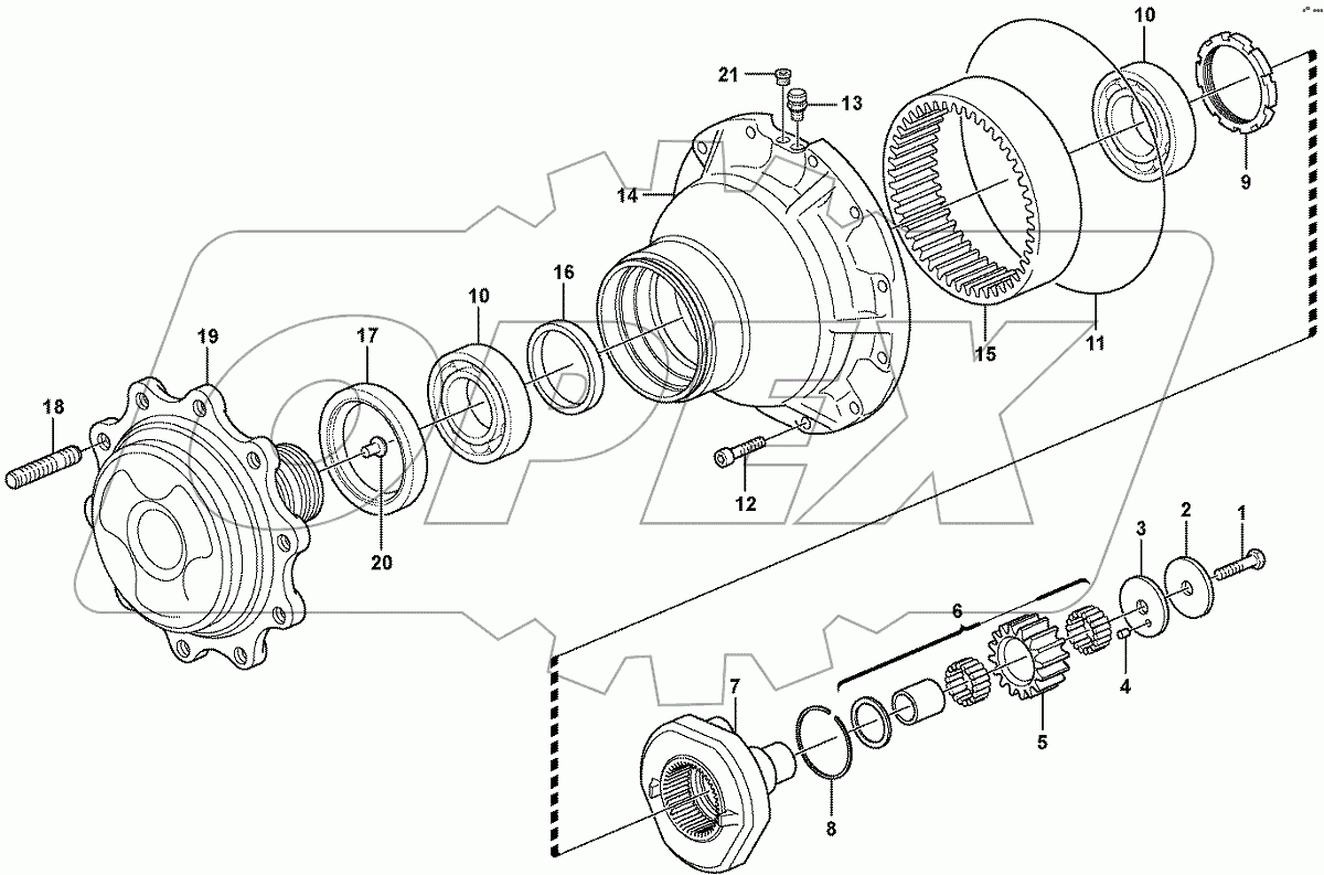  11887363 Hub reduction, rear axle