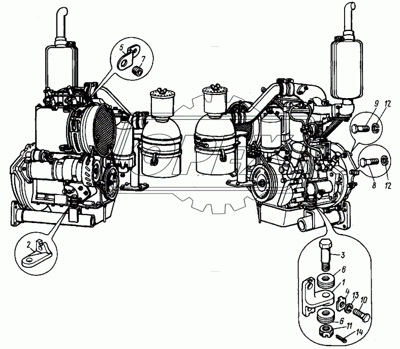 Установка двигателя на трактор