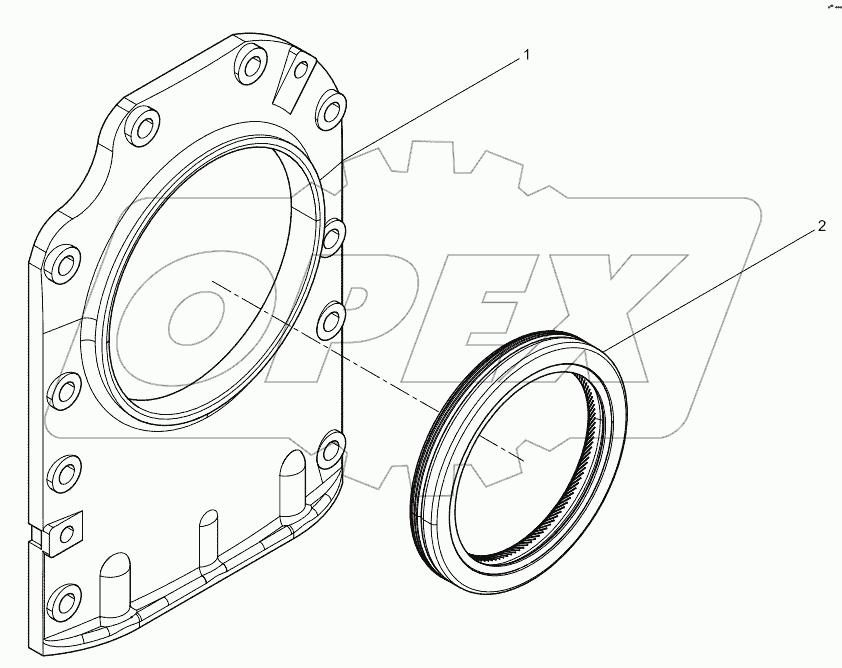  Rear oil seal cover assembly at flywheel end