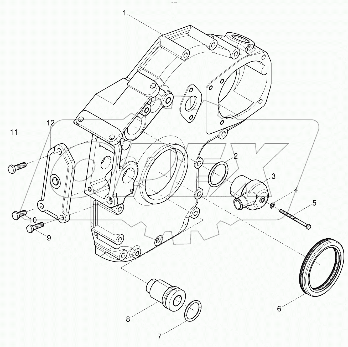  Front wall cover subassembly (gear end)