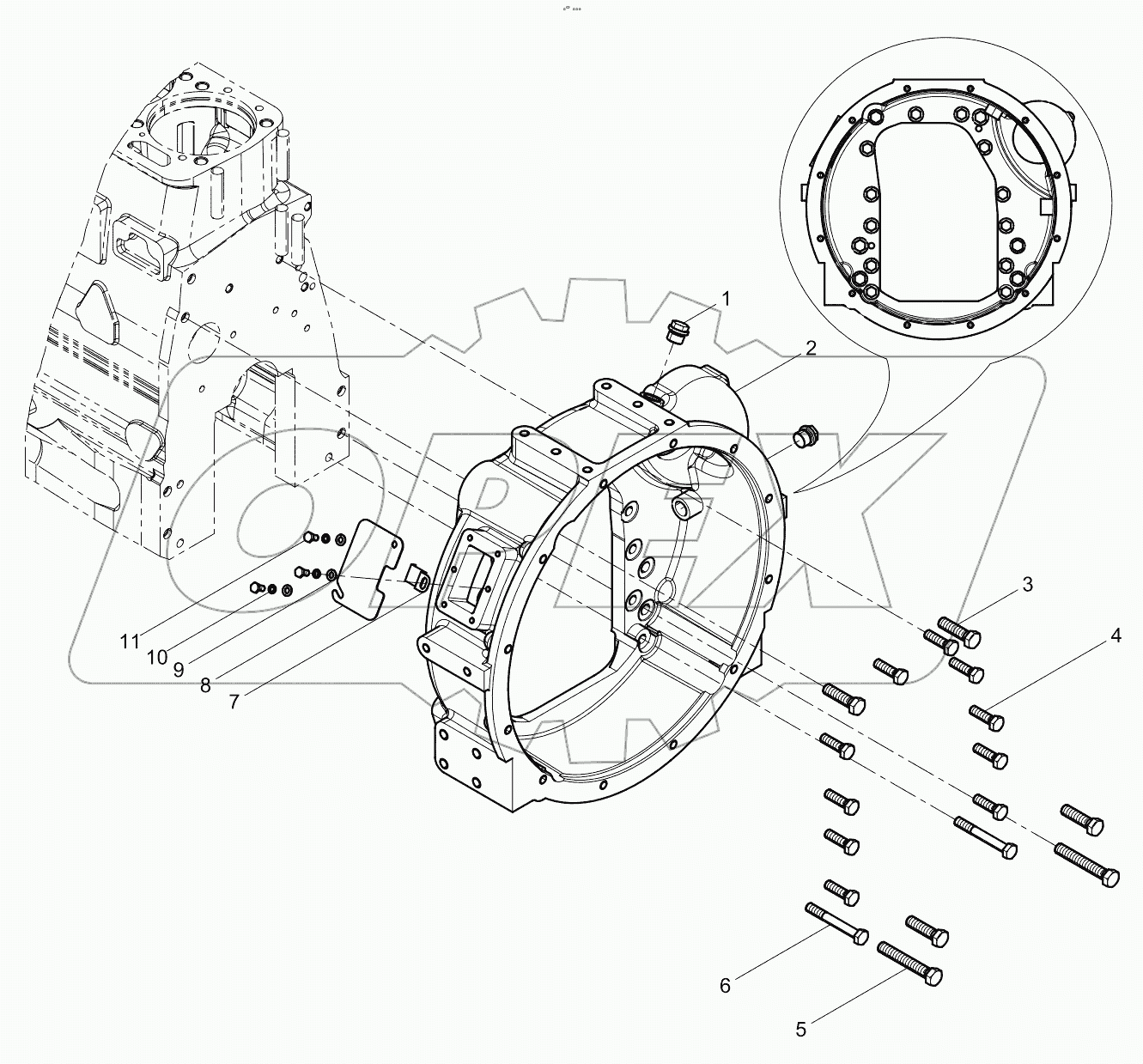  Flywheel housing assembly