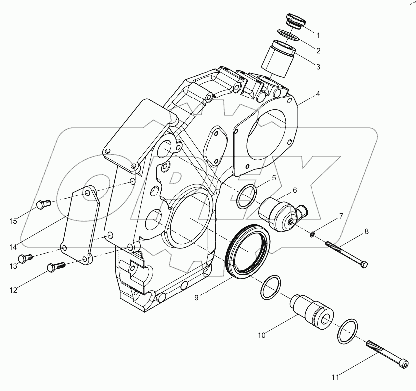  Front wall cover subassembly (gear end)