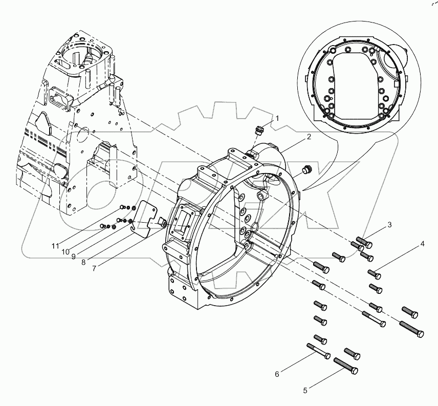  Flywheel housing group (-01/-02)
