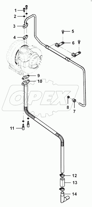  Turbocharger oil pipe group