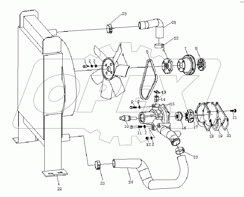 Water Pump and Fan Assembly