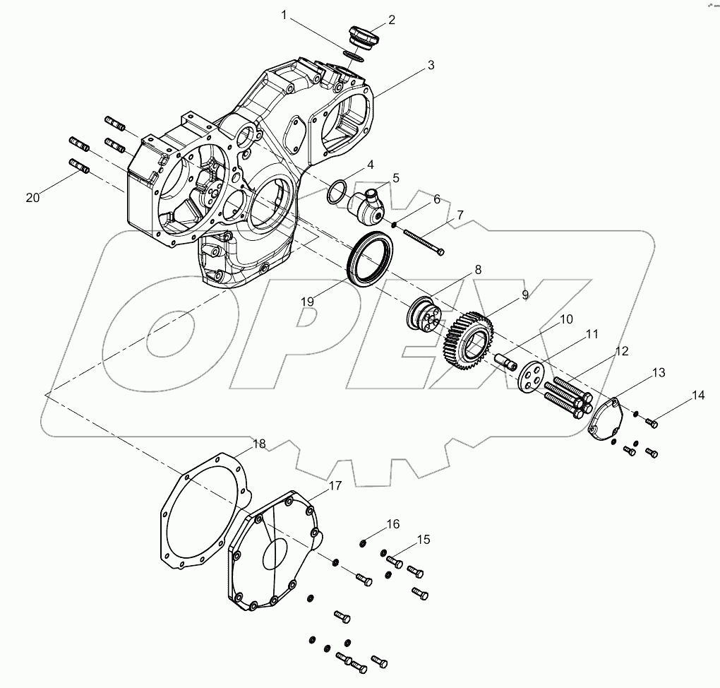  Front wall cover subassembly (gear end)