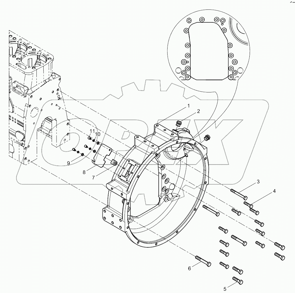  Flywheel housing assembly