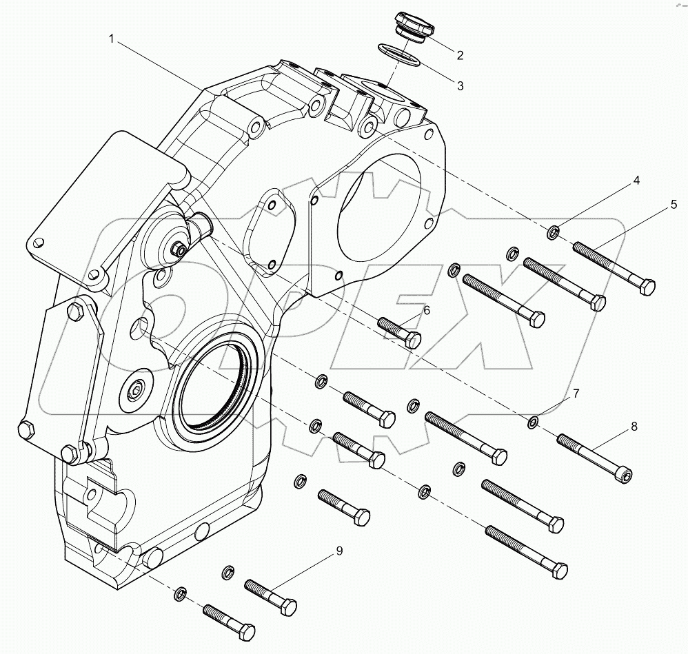 Front wall cover assembly (gear end)