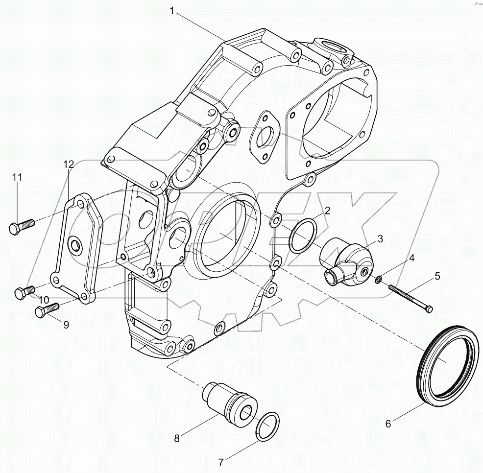  Front wall cover subassembly (gear end)