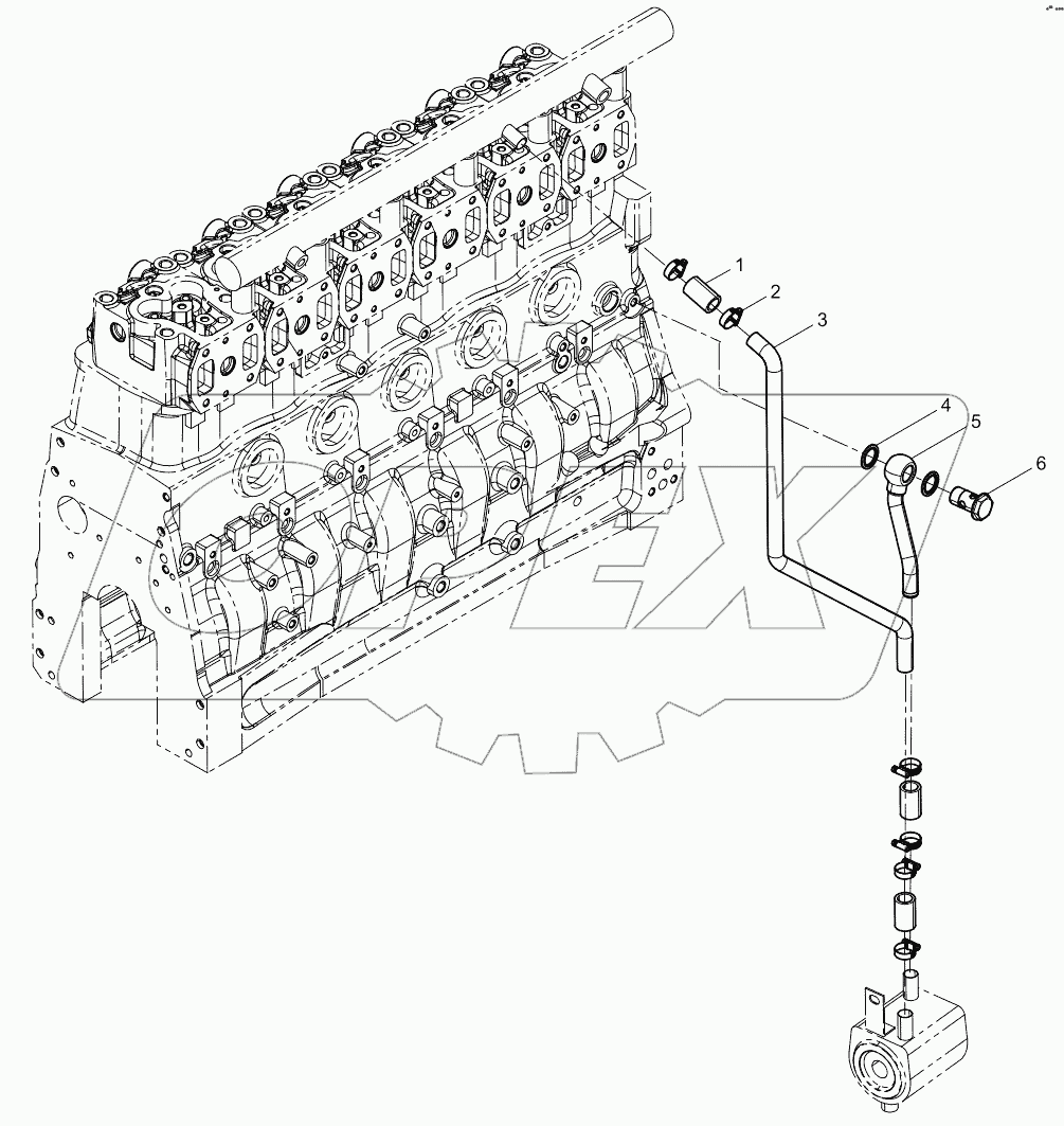  Water pipe assembly of oil cooler