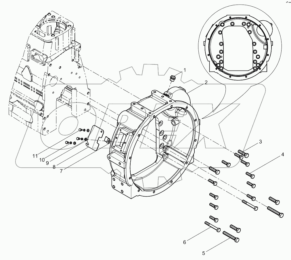  Flywheel housing assembly