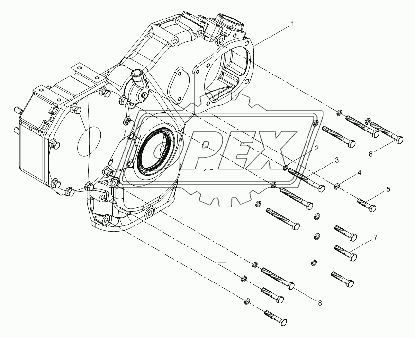 Front wall cover assembly (gear end)