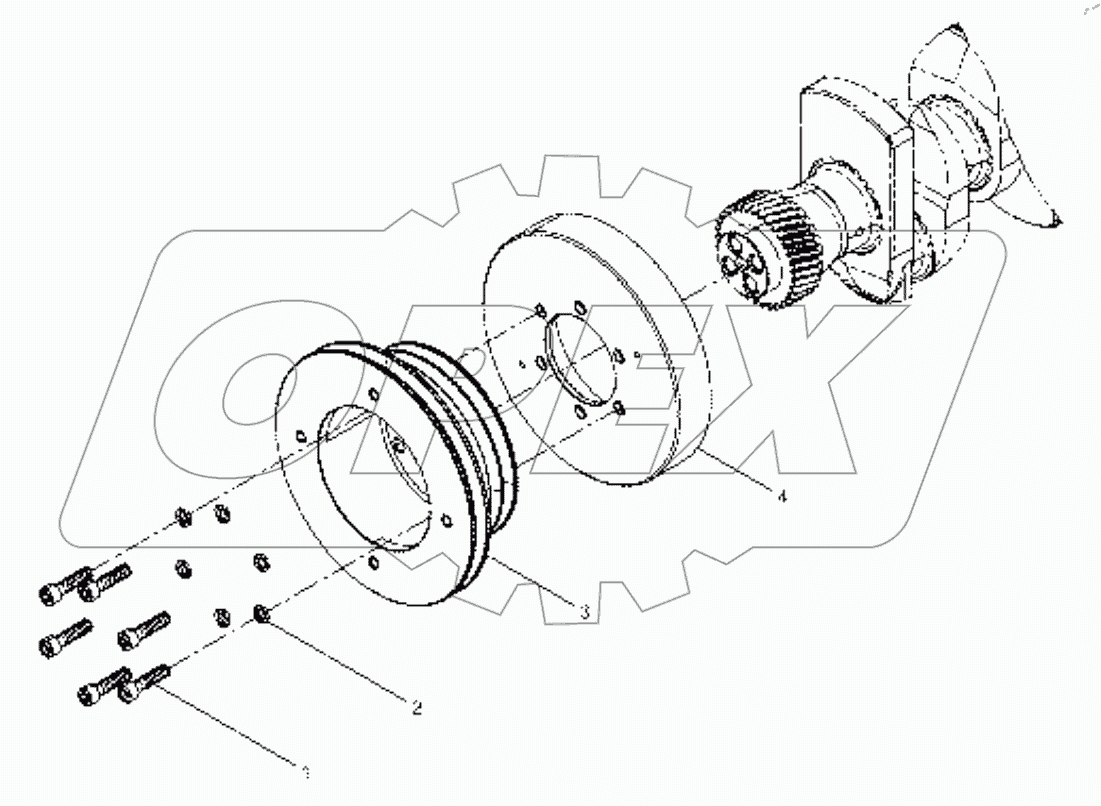  V belt pulley assembly with damper