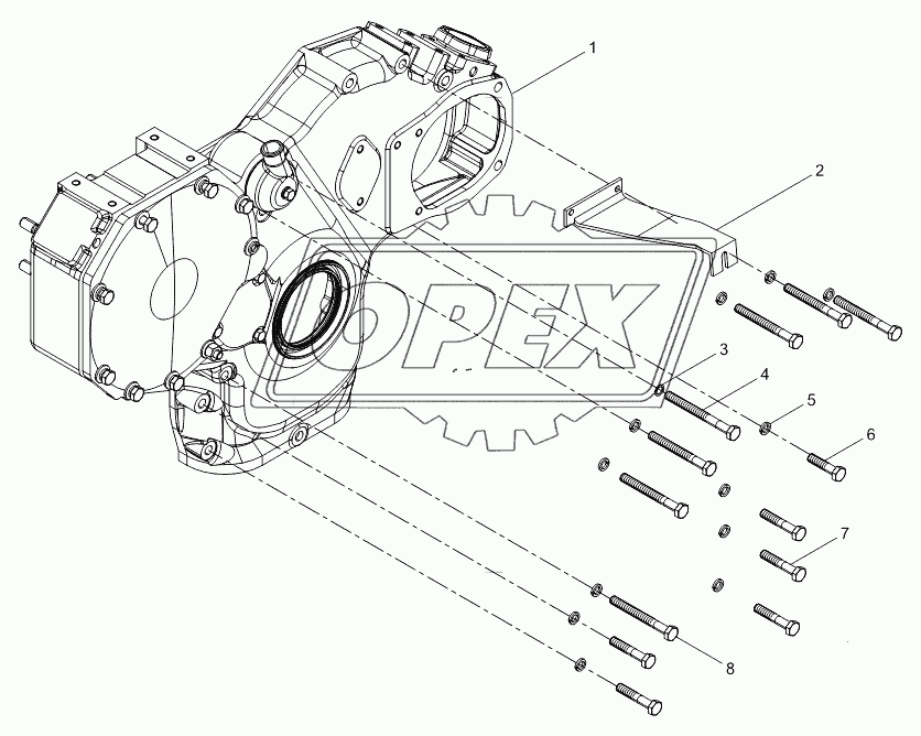 Front wall cover assembly (gear end)