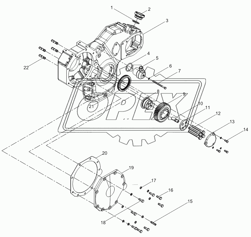 Front wall cover subassembly (gear end)